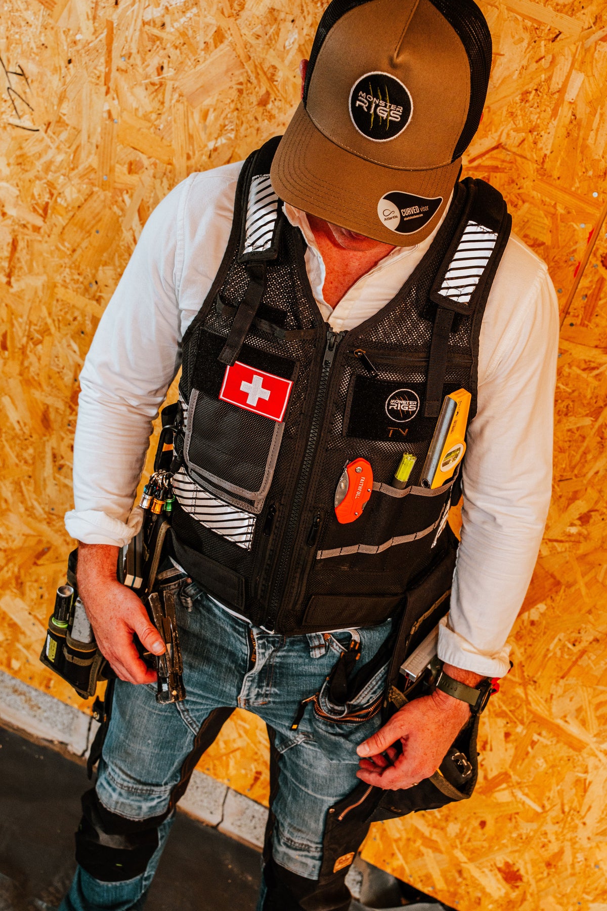 Monster Rigs Tool Vest Black or High Visibility Green