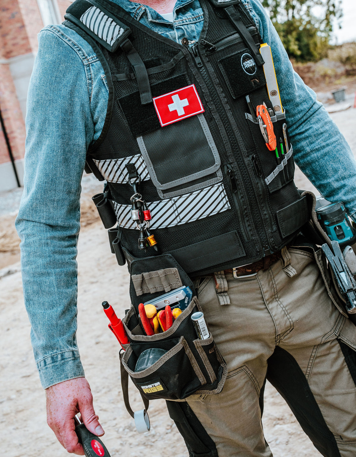 Monster Rigs Mechanical and Electrical Tool Vest Black or High Visibility
