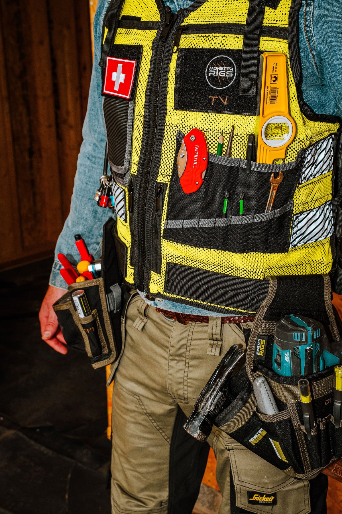 Monster Rigs Mechanical and Electrical Tool Vest Black or High Visibility
