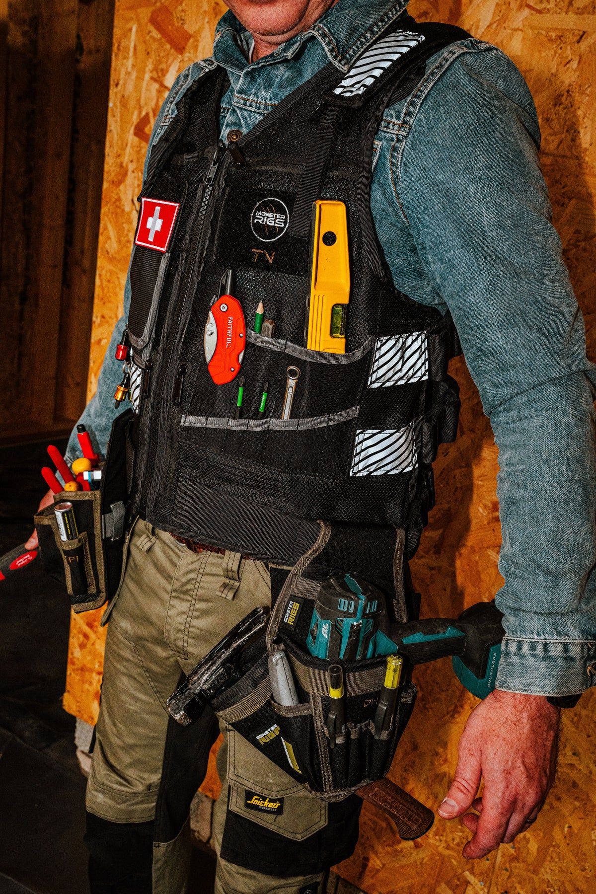 Monster Rigs Mechanical and Electrical Tool Vest Black or High Visibility