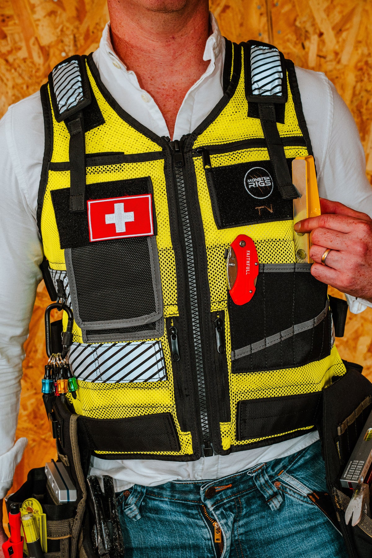 Monster Rigs Tool Vest Black or High Visibility Green