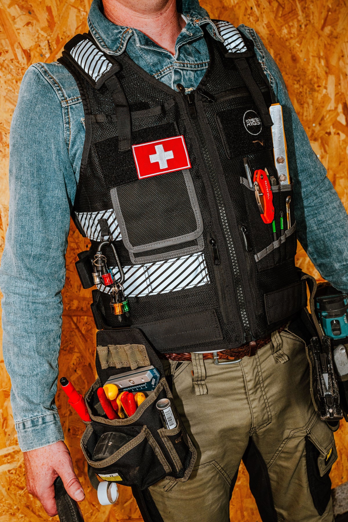 Monster Rigs Mechanical and Electrical Tool Vest Black or High Visibility