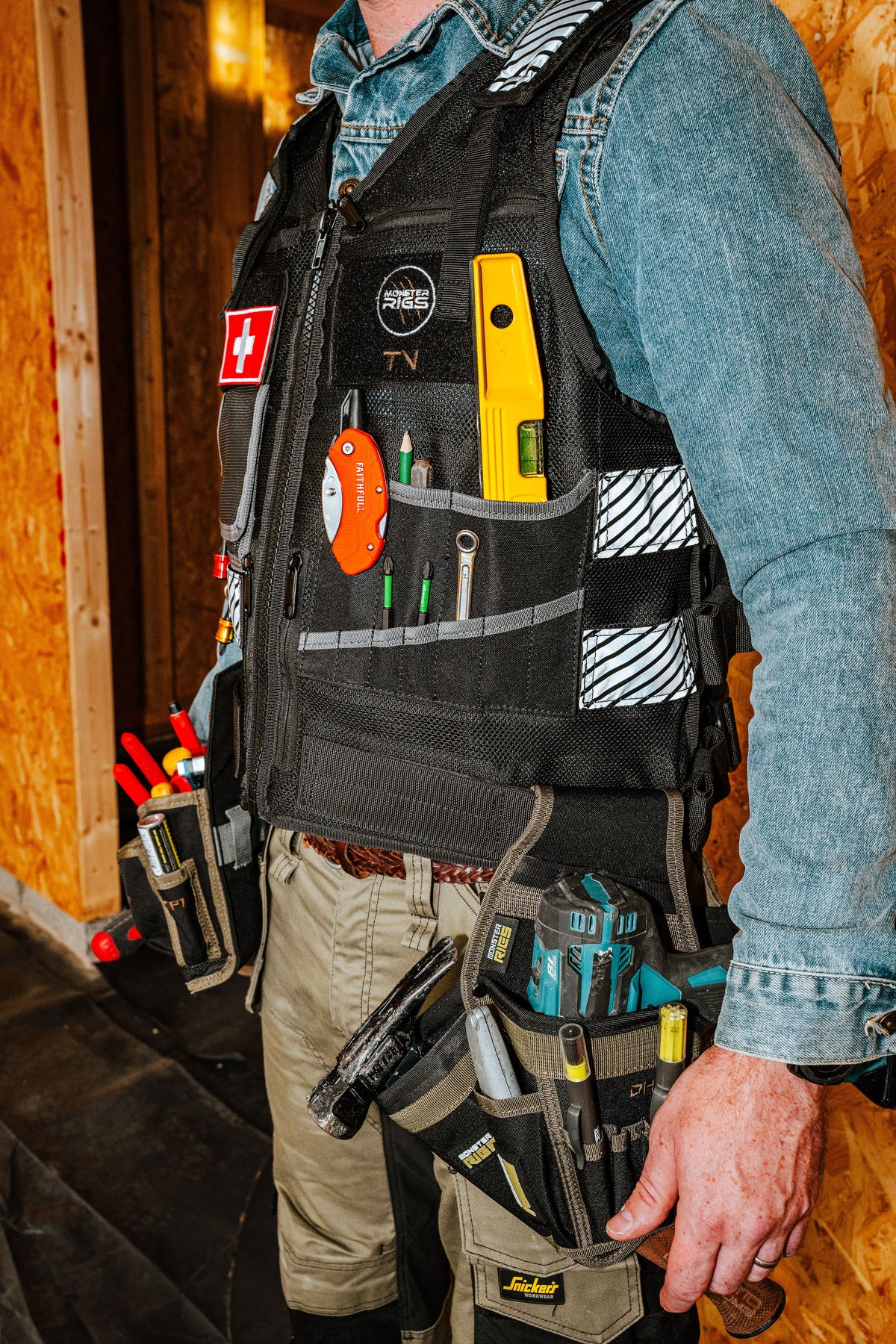 Monster Rigs Mechanical and Electrical Tool Vest Black or High Visibility