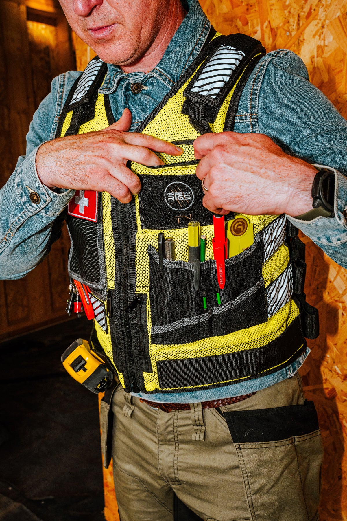 Monster Rigs Tool Vest Black or High Visibility Green